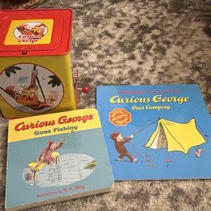 Sylilings Curious George Jack in the Box & two Curious George Books (Vintage)